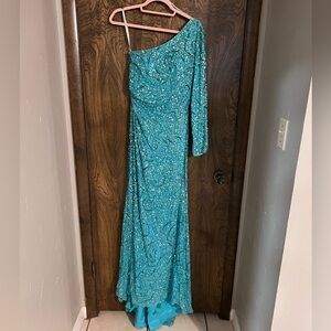 Sherri Hill Vintage One Shoulder Blue Size 4